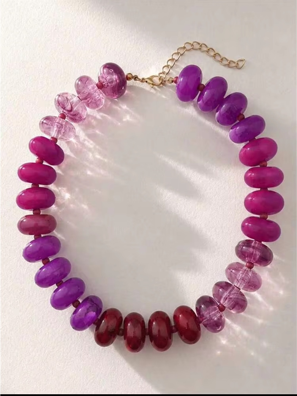 New! Colorblock Berry Colored Resin Dopamine Statement Choker Necklace